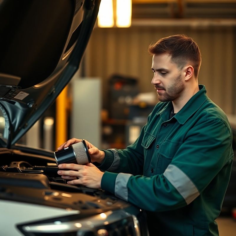 Tehnician Swiftspulse efectuând schimbul de ulei pe un vehicul european modern